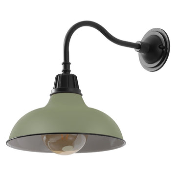 Aurora 12.25" Farmhouse Industrial Indoor/Outdoor Iron LED Gooseneck Arm Outdoor Sconce